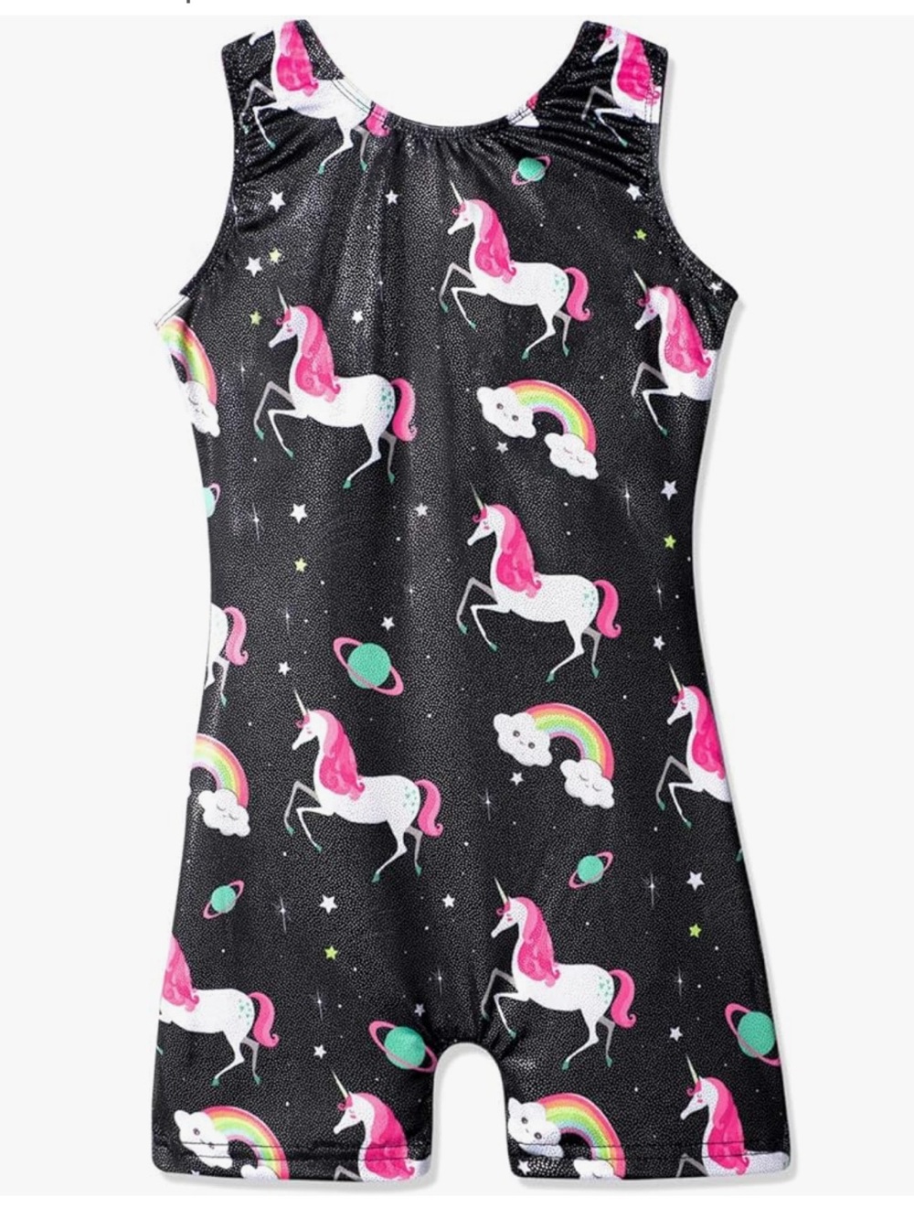Girls Unicorn leotard gymnastics/ tumbling - Black with Pink Accents Sz 4/5t